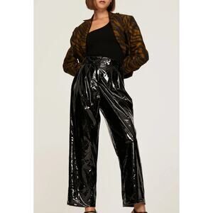 Rachel Comey Sone Vinyl Faux Leather Pleated Pants Black XS Y2K Revival